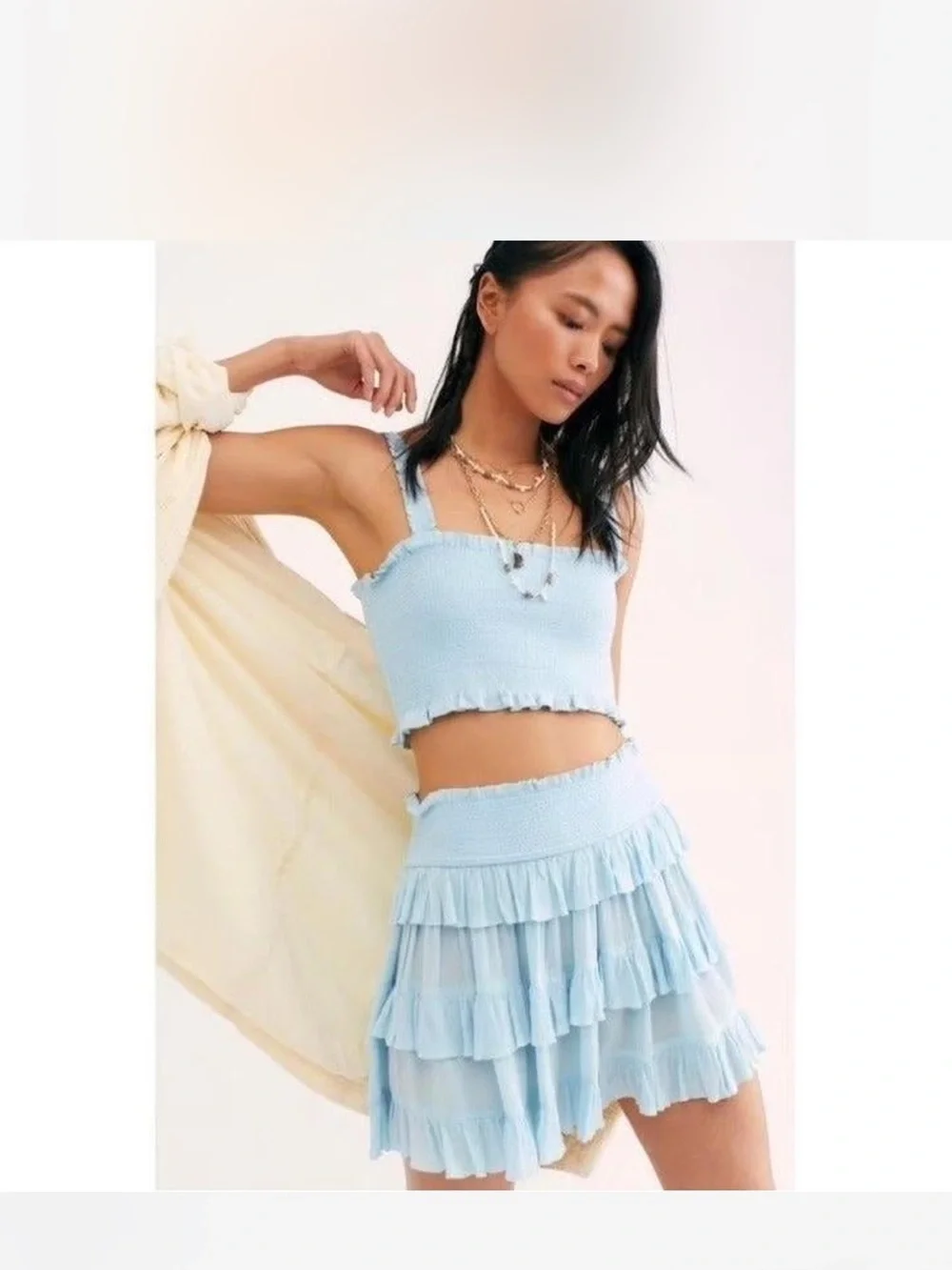 Free People Thalia Skirt Set in teal blue size XS